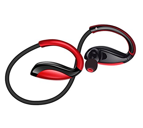Bluetooth Headphones E-Zigo Wireless Neckband Stereo Sweat-Proof Built-in Mic Running Gym Handsfree Earbuds Headsets for iPhone6s plus Samsung S6 Tablet and More(Black&Red)
