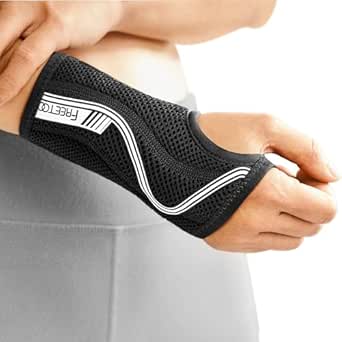 FREETOO Wrist Brace for Carpal Tunnel,[New Upgrade-Anatomically shaped] Adjustable Wrist Support Splint for Men and Women,Hand Brace for Pain Relief, Tendinitis,Arthritis,Right Hand,Large,Black-Grey