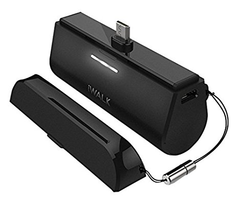 iWALK Link Me® 3000mAH Rechargeable Docking Case Friendly Backup Battery for ALL Smartphones and Tablets with Micro USB - Black
