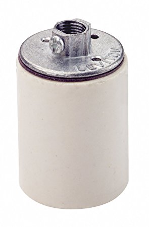 Leviton 10045 Medium Base, One-Piece, Keyless, Incandescent, Glazed Porcelain Lampholder, White