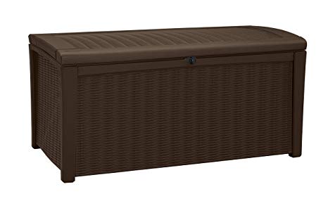 Keter Borneo Outdoor Plastic Storage Box Garden Furniture, Brown, 129.5 x 70 x 62.5 cm