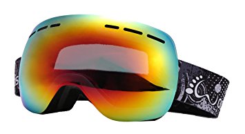 WODISON OTG Anti Fog Wide Angle Skate Ski Snow Goggles With Carrying Case