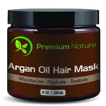 Argan Oil Hair Repair Mask 8 oz 100 Organic Oils- Condition and Restore Damaged Dry and Color Treated Hair Works For All Hair Types By Premium Nature