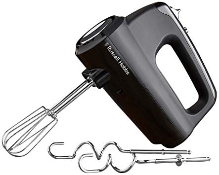 Russell Hobbs 24672 Desire Hand Mixer, Electric Hand Whisk and Dough Mixer Attachments, Matte Black, 350 W