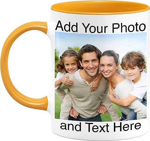 Custom Photo Coffee Mugs - Personalized Coffee Mugs with Photo and Text, Customized Ceramic Coffee Mug - Customizable Mug, Funny Mug, Personalized Gifts, Custom Mug with Photo and Text - 11oz Orange