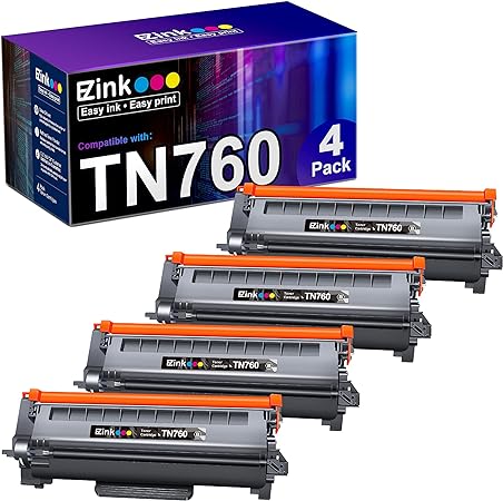 E-Z Ink (TM Compatible TN760 Toner Cartridges Replacement for Brother TN-760 TN730 TN-730 to Use with HL-L2350DW HL-L2395DW HL-L2390DW HL-L2370DW MFC-L2750DW MFC-L2710DW DCP-L2550DW (Black, 4 Pack)