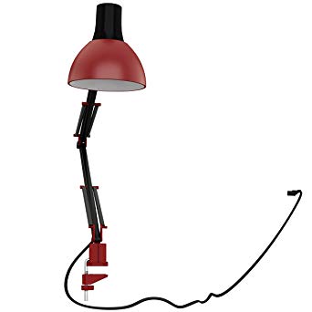 ToJane Red Desk Lamp,Architect Table Lamp,Metal Swing Arm Studio Light with C-clamp,on/Off Switch(Bulb Sold Separate)