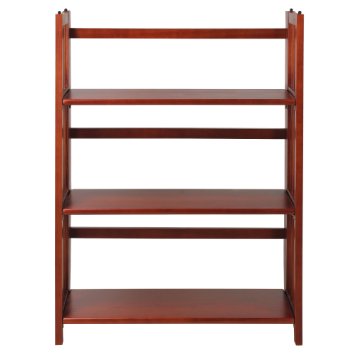 Casual Home 3-Shelf Folding Stackable Bookcase, 27-inch, Mahogany