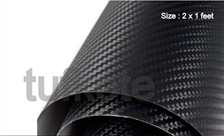 Tufkote Vinyl Film Decal 3D carbon Fiber Twill-Weave Matte Design, Size 24 X 12 Inches (Black)