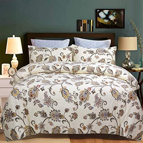 Softta Duvet Cover Floral Luxury and Elegant Bedding Farmhouse Designer European Duvet Covers King 3 Pcs Bamboo Fiber   Egyptian Cotton 800 TC Skin-Friendly for Naked Sleep Hypoallergenic Cream