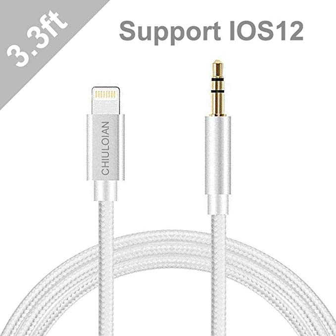CHIULOIAN Aux Cord for iPhone,3.5mm Aux Cable for iPhone 7/X/8/8 Plus/XS Max/XR to Car Stereo or Speaker or Headphone Adapter, Support The Newest iOS 11.4/12 Version or Above (ONE Pack)