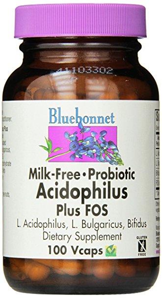 BlueBonnet Probiotic Acidophilus Plus FOS Vegetarian Capsules, 100 Count Refrigeration Required between 36° F and 46° F.