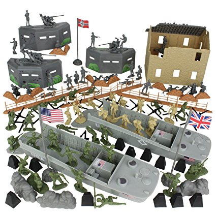 BMC WW2 D-Day Plastic Army Men - Invasion of Normandy 114pc Boxed Playset
