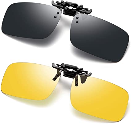 Polarized Flip Up Clip on Sunglasses Anti-Glare UV 400 Protection Fishing Driving Sunglasses Clip-on Prescription Glasses