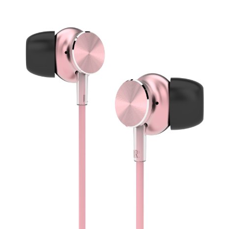 UiiSii GT500 Pink Headphones with Mic and Music Control Noise Isolating Earphones with Strong Bass