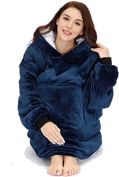 VASLON Wearable Blanket,Hoodie Blanket Sweatshirt,Wearable Fleece & Sherpa Blanket Sweatshirt with Hood, Super Soft Warm Cozy Throw for Men and Women, One Size Fits All