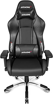 AKRacing Masters Series Premium Gaming Chair with High Backrest, Recliner, Swivel, Tilt, 4D Armrests, Rocker and Seat Height Adjustment Mechanisms with 5/10 warranty - Carbon Black