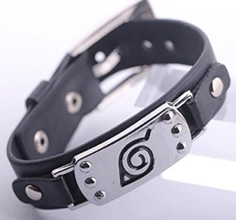 Dhnewsun Anime Naruto Leaf Village Badge Alloy Unisex Bracelet Cosplay Wristband