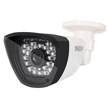 TMEZON AHD Camera 1/3 1.0M Pixel 720P 3.6mm Wide Angle Lens 30 IR LEDs IR Cut Outdoor Waterproof IP66 Infrared Day Night Vision Security Surveillance HD Bullet Camera White Must be Used with AHD DVR