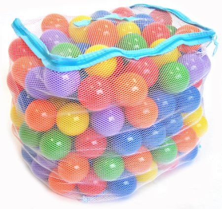 Wonder Playball Non-Toxic 200 Phthalate Free Crush Proof Pit Balls, Red, Orange, Yellow, Green, Blue and Purple, 6.5 cm