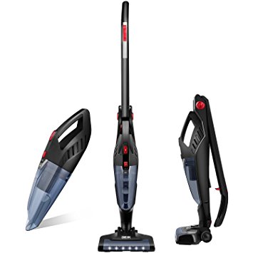 Deik Vacuum Cleaner, 2 in 1 Cordless Vacuum Cleaner, High-power Long-lasting 22.2V 2200mAh Li-ion Battery Powered Rechargeable Bagless Stick and Handheld Vacuum with Upright Charging Base