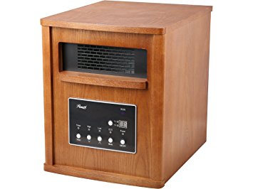 Rosewill RHWH-14002 1500 Watt Oak Wooden Cabinet Finish Room Space Heater with 6 Infrared Heating Element Tubes - ETL Certified