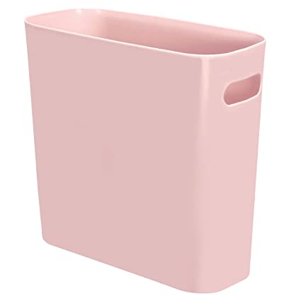 Youngever 1.5 Gallon Slim Trash Can, Plastic Garbage Container Bin, Small Trash Bin with Handles for Home Office, Living Room, Study Room, Kitchen, Bathroom (Pink)