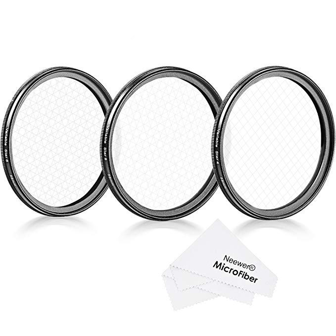 Neewer 58mm Rotated Star Filter Set for Canon Nikon Sony Olympus and Other DSLR Cameras, Includes: 58mm Rotated 4-Point, 6-Point and 8-Point Star Cross Filter with Microfiber Cleaning Cloth