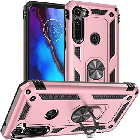 Yiakeng for Moto G Stylus Case, Moto G Stylus 2020 Case, Military Grade Protective Cases with Ring Kickstand for Moto G Stylus 2020 (Rose Gold)