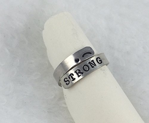 Hand Stamped Semicolon Wrap Ring Sterling Silver