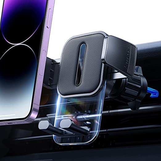 LISEN Car Phone Holder [Anti-Slip Silicone Design] Universal Vent Phone Mount for Car with Acrylic Clear Material Car Mount for iPhone 14 13 12 11 X XR Pro Max Mini 8 7 6 Plus and More