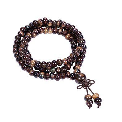 Cat Eye Jewels 108 Prayer Beads Bracelet Porcelain Buddhist Vintage Style Mala Beads Bracelet Necklace