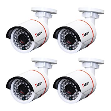 TMEZON 4 Pack HD-CVI Bullet Security Camera 720p High Resolution 1/3"CMOS 1.0MP 30 Infrared Lens 3.6mm CCTV Security Surveillance Camera