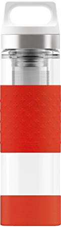 SIGG Hot & Cold Glass, 0.4 L, Double-Wall Glass Bottle with Anti-Slip Silicon Sleeve, BPA Free