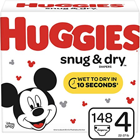 Huggies Snug & Dry Diapers, Size 4 (22-37 lb.), 148 Ct, Giant Pack (Packaging May Vary)