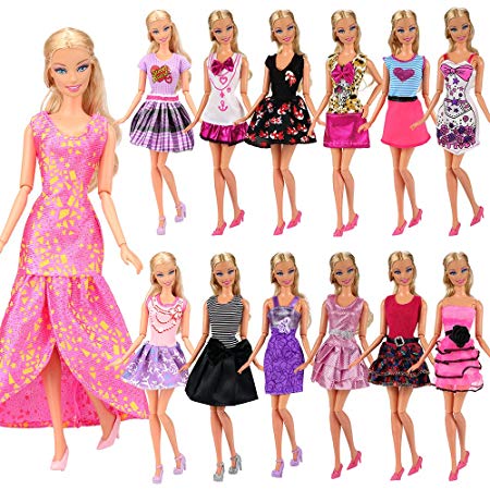 BARWA 12 Pcs Mini Dresses Handmade Doll Clothes Accessories for 11.5 Inch Girl Doll Tug of War Wedding Party Dresses