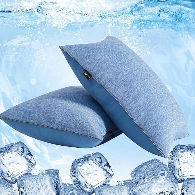 Topcee Cooling Bed Pillows for Sleeping 2 Pack - Pillows Queen Size Set of 2 for Side Back Stomach Sleepers, Hotel Quality Firm Pillow, Luxury Down Filling Supportive Pillow for Hot Sleepers(20"*28")