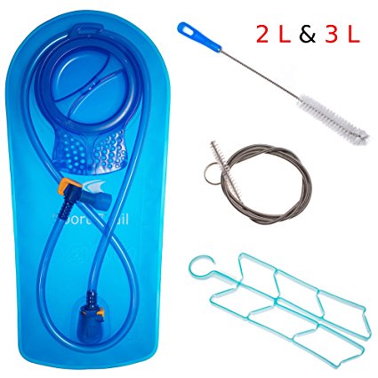 Hydration Bladder, 2 Liter & 3 Liter Water Reservoir, Water Bladder, Hydration Pack Bladder, FDA Approved, Tasteless and BPA-Free TPU Material, Large Opening, Quick Release Tube and 3pcs Cleaning Kit