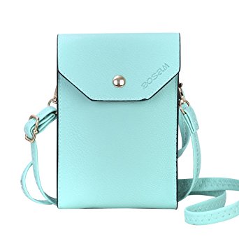 Bosam Cute Candy Colors Crossbody Cell phone Purse small woman bag wallet for smartphones under 5.5inch(Mint Green)