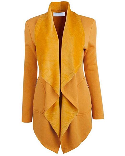 LANISEN Women's Long Sleeve Open Front Draped Business Blazer Cardigan Jacket S-2XL