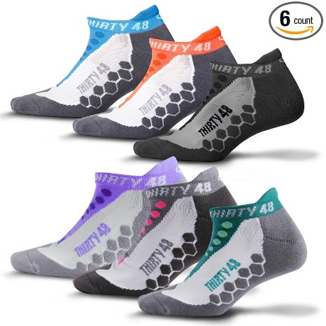 Thirty48 Running Socks Unisex, CoolMax® Fabric Keeps Feet Cool & Dry; 1,3&6 Pairs