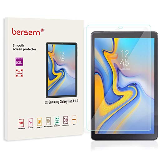 Samsung Galaxy Tab A 10.5" Screen Protector, Bersem Tempered Glass, [Ultra Clear] 9H Hardness, Anti-Scratch, Bubble Free, Case Friendly, Dustproof, Screen Protector Tab A (2018) (1 Pack)