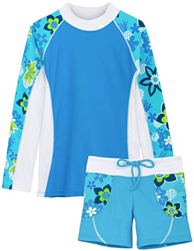 Tuga Girls Two-Piece Long Sleeve Swimsuit Set 2-14 Years, UPF 50  Sun Protection