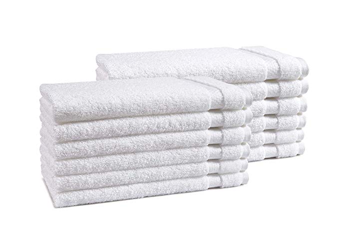 Haven Cotton Soft & Premium  12 pc Hand Towel Set, Size 16 x 28 Inches, White