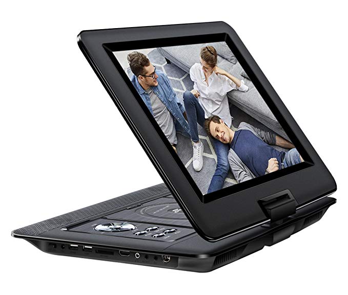2018 Upgraded Portable DVD Player 14.5-inch with Swivel Screen,Support USB/SD Card,4 Hours Rechargeable Battery,Best Gift for Kids(Black)