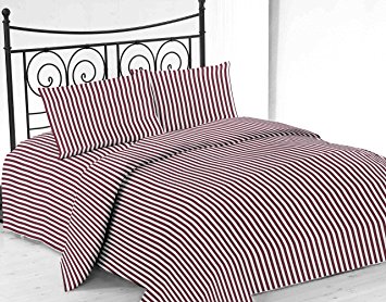 United Linens printed striped 4 piece sheet sets Brushed Microfiber 1800 Bedding - Wrinkle, Fade, Stain Resistant - Hypoallergenic - 4 Piece (King, burgundy)
