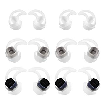 TEEMADE 12 Pieces for Bose Earbuds Replacement Tips Silicone Covers for Bose QC30 QuietControl 30 QC20 SIE2 IE3 Soundsport Wireless Earphones (White)