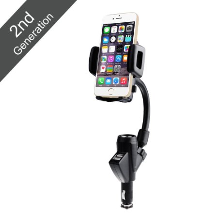 VicTsing Dual USB Ports Car Charger Mount for iPhone Samsung Galaxy and Most Type of Smartphones