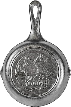 Lodge Wildlife Series-6.5" Cast Iron Skillet with Wolf Scene, Black