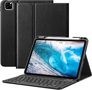 MoKo for New iPad Air 11 Inch Case with Keyboard M2 2024 Released, Magic Detachable Folio Keyboard Cover with Pencil Holder for iPad Air 6th/5th/4th Generation(2024/2022/2020), Black